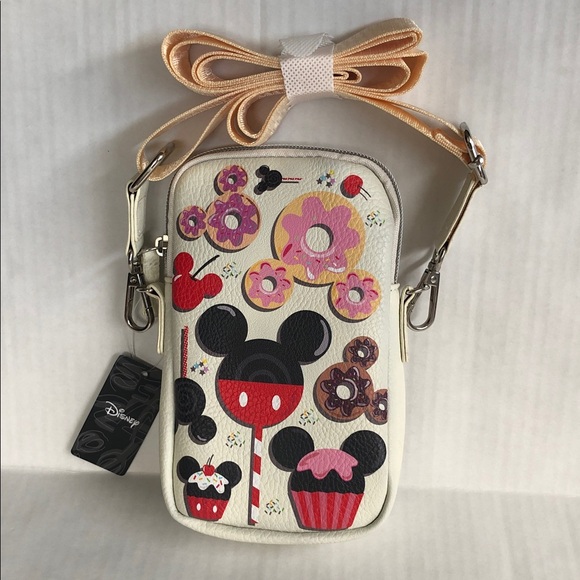 Disney Handbags - DISNEY Buckle Down Mickey Mouse Sweets & Treats Phone Bag NWT